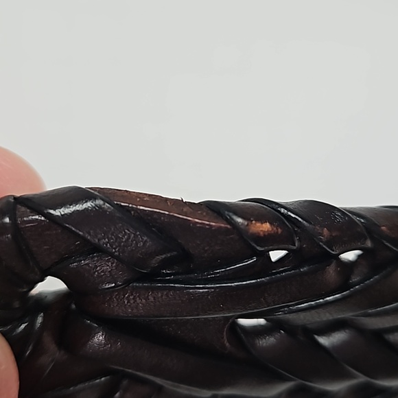 Fossil | Men's Classic Brown Woven Roller Leather Silver Tone Buckle Belt Sz 38 - Picture 12 of 13